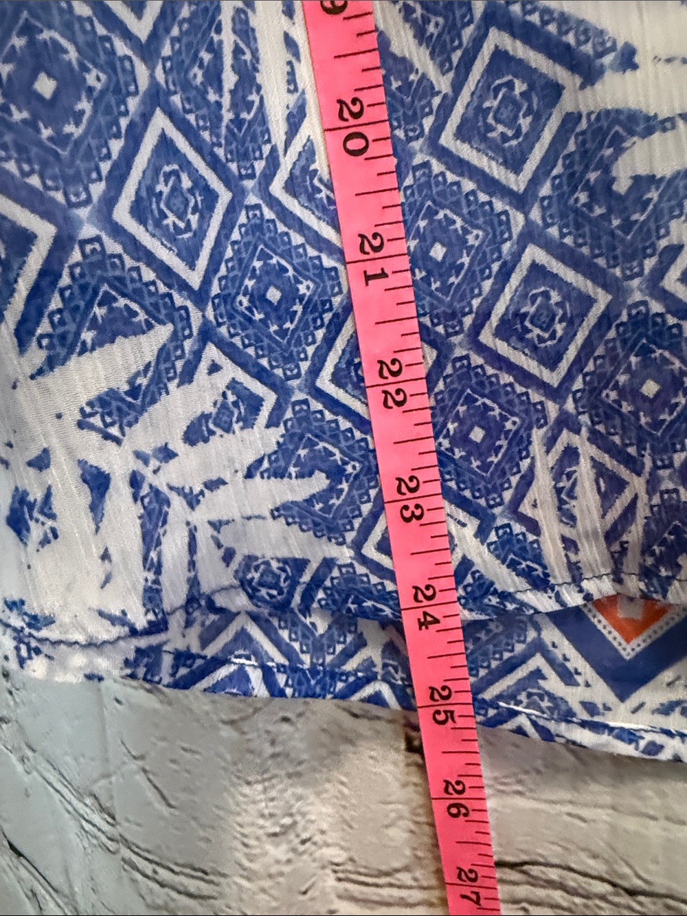 Ruby Rd. Blue and Pink Patterned Boho Blouse - Picture 8 of 8
